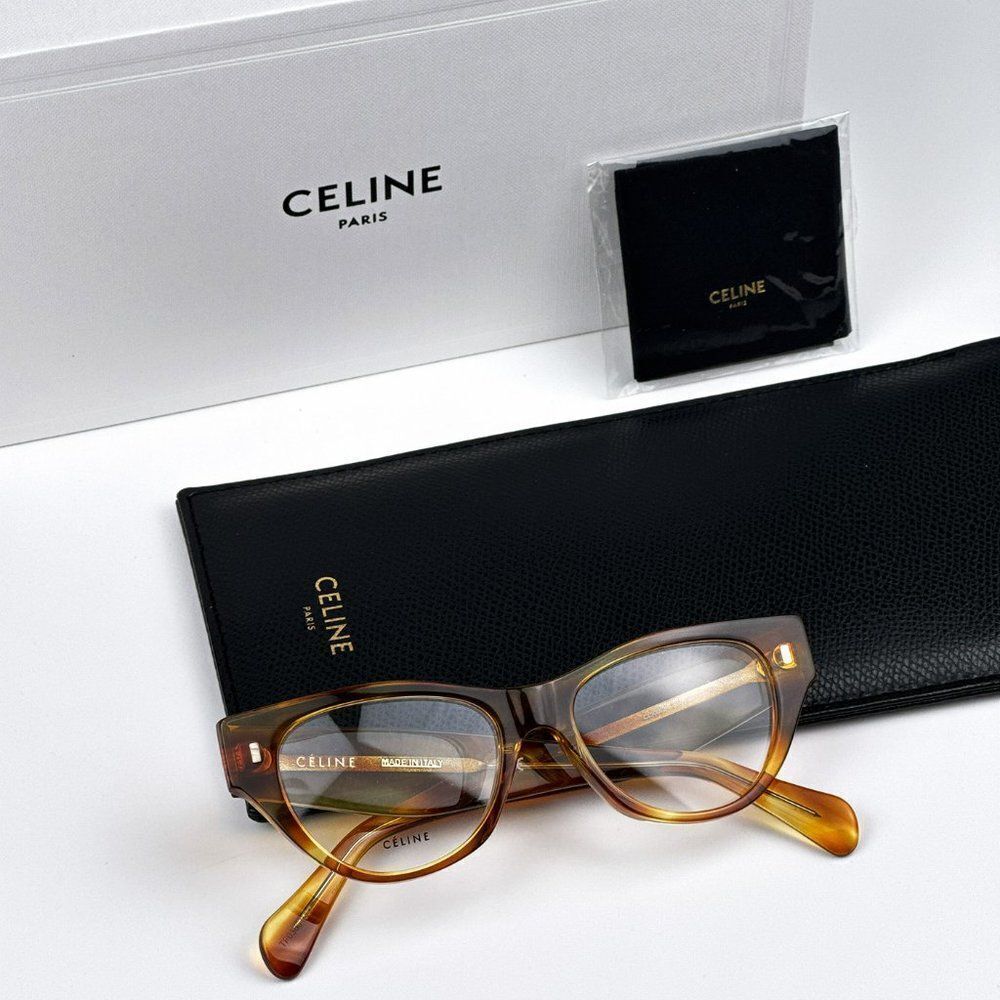 NEW Celine CL50012I 056 Havana Cat Eye Women Eyeglasses CL 50012I - Picture 3 of 10